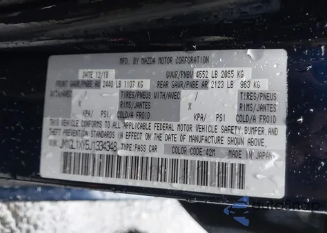 2018 Mazda Mazda6 Signature z USA, uszkodzony, nr VIN JM1GL1XY5J1334348